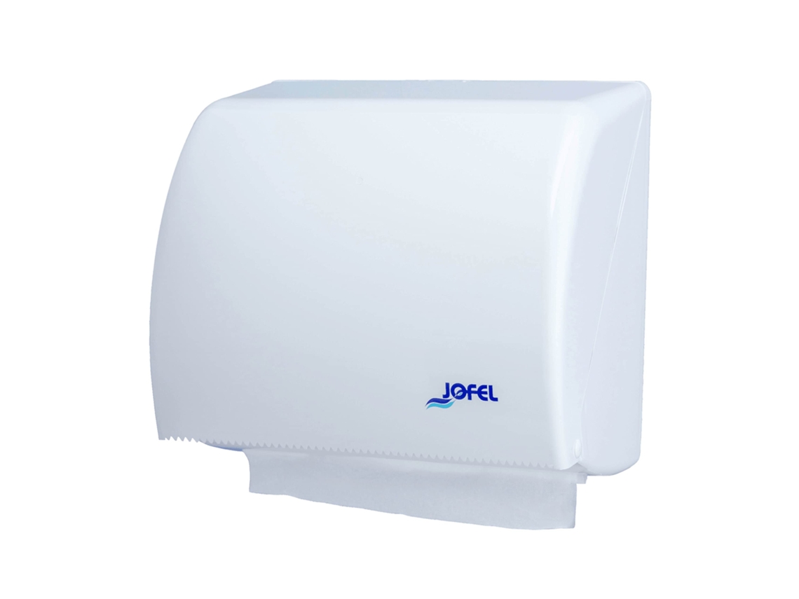 Dispensador de papel pintado Azur Ah45000 en ABS blanco, para 400 toallas Zig Zag o bobina Jofel de 90 m