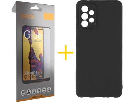 Kit Funda + Protector de Pantalla Samsung A32 5G ACCETEL Cristal Templado 4942 Negro