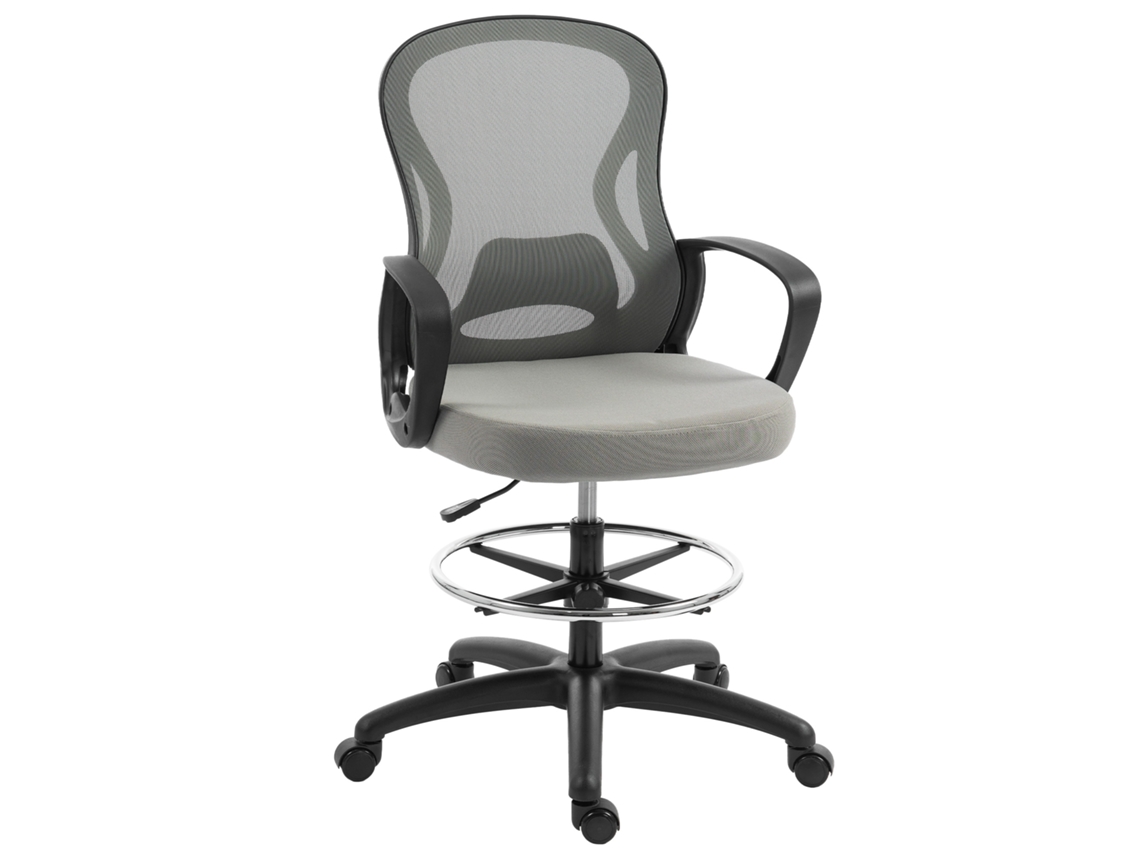Silla De Oficina Ergonómica, Silla De Escritorio Con Reposapiés Y Reposabrazos, De Malla, 59 X 65 X 123 Cm, Gris.