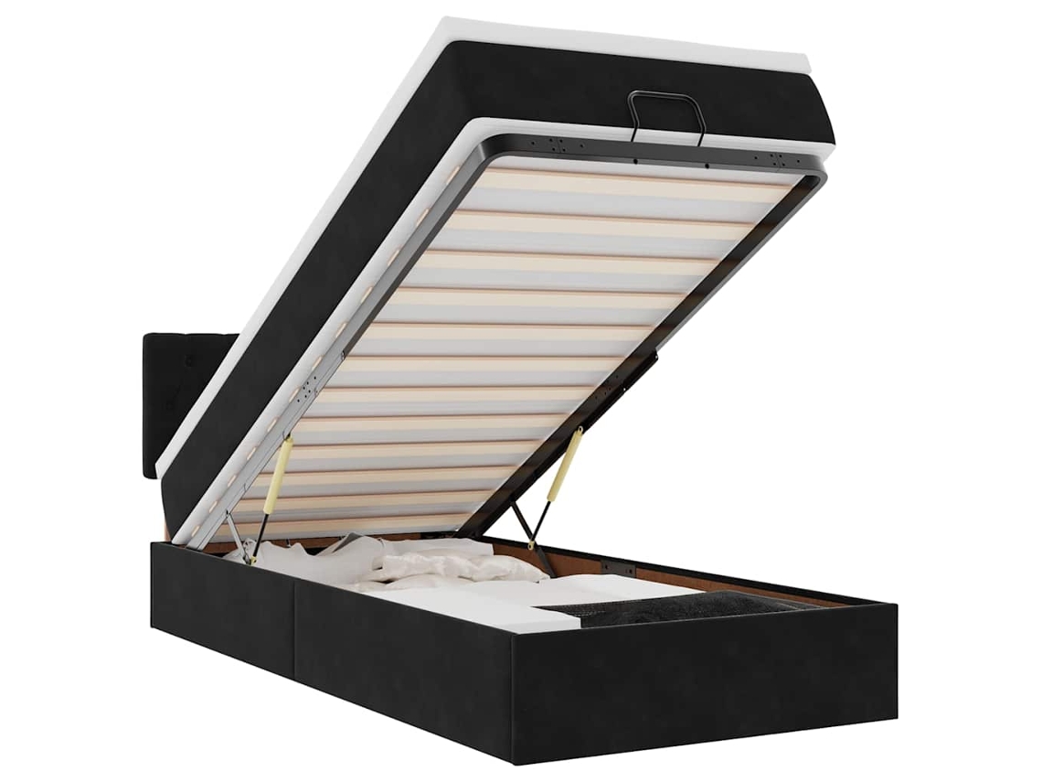 Maison Exclusive - Estructura Cama Otomana Colchón Terciopelo Negra 90x190 Cm
