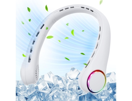 Ventilador de Cuello con Enfriamiento de 360 con Luz Led Ultra Silencioso Ventilador de Viaje Esencial para el Verano para Viajes de CHRONUS