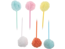 Juego De 6 Bolígrafos Con Pompones - Regalo De Navidad Y San Valentín Para La Escuela O La Oficina.