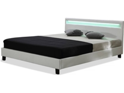 Cama con cabecero LED ''Maria'' - 140 x 190 cm - Blanco