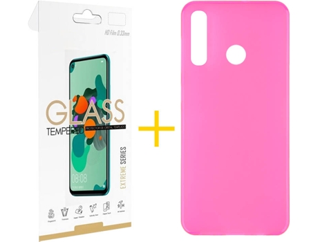 Kit Funda + Protector de Pantalla Huawei P Smart 2019 Plus SKYHE Liso 2 Rosa
