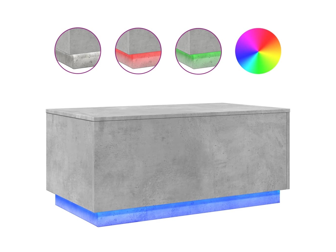 Mesa de centro con luces LED gris cemento MAISON EXCLUSIVE (90x50x40 cm)