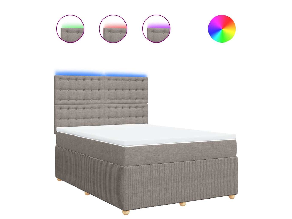 Maison Exclusive - Cama Box Spring Con Colchón Tela Gris Taupe 140x190 Cm