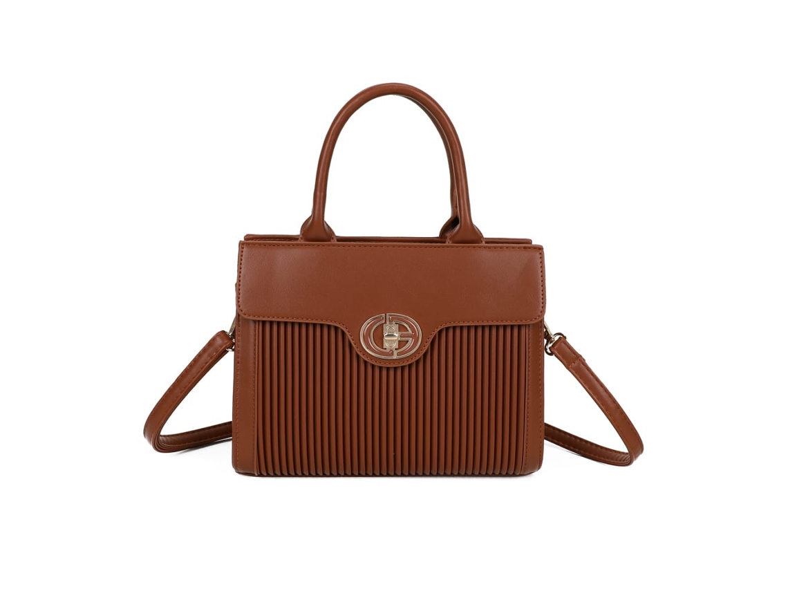 Bolso de mano para mujer con efecto pana en marrón y bandolera extraíble - GALLANTRY