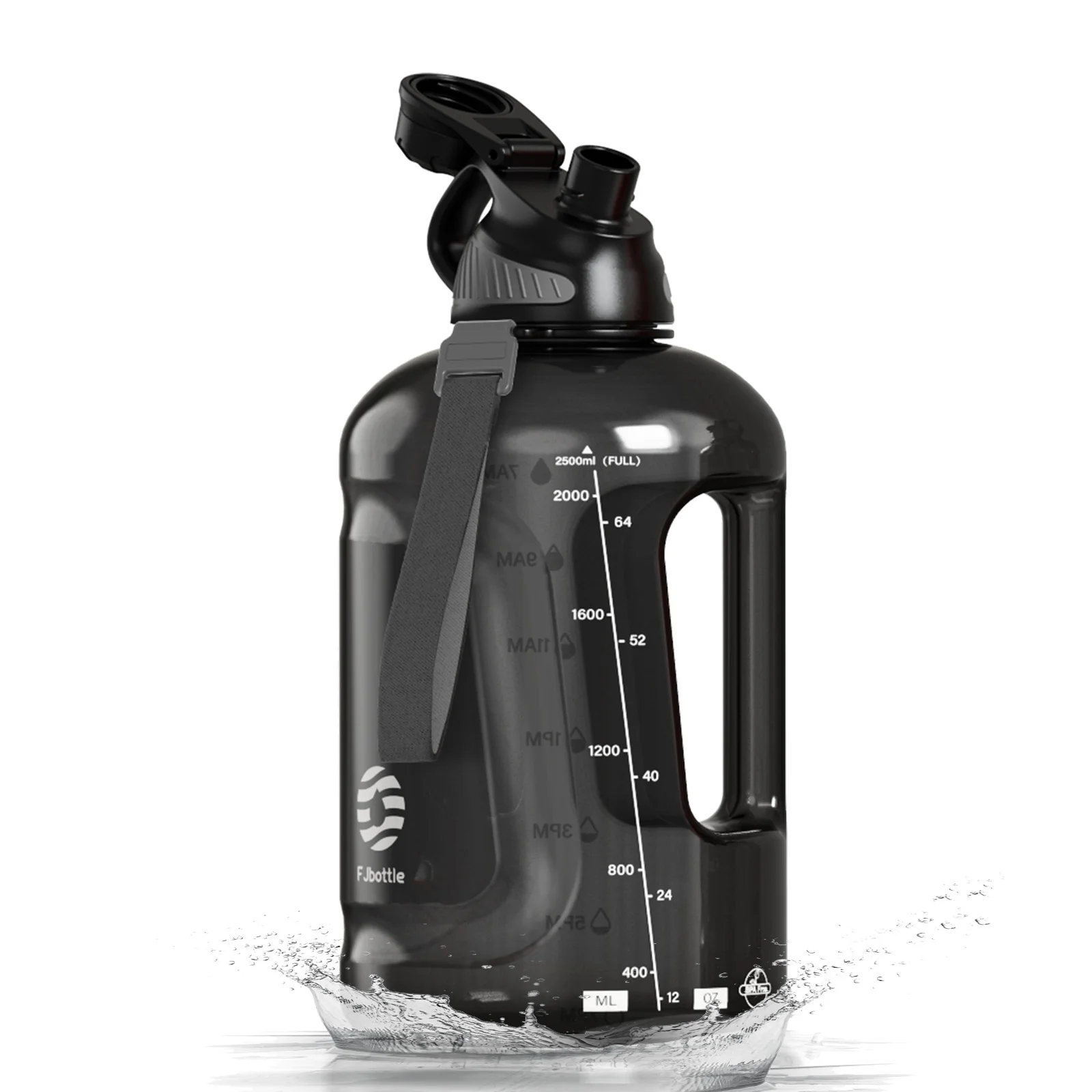 (negro, 1,6 L) Botella De Agua De Gran Capacidad, Portátil, Adecuada Para Deportes, Fitness Y Acampada Al Aire Libre.