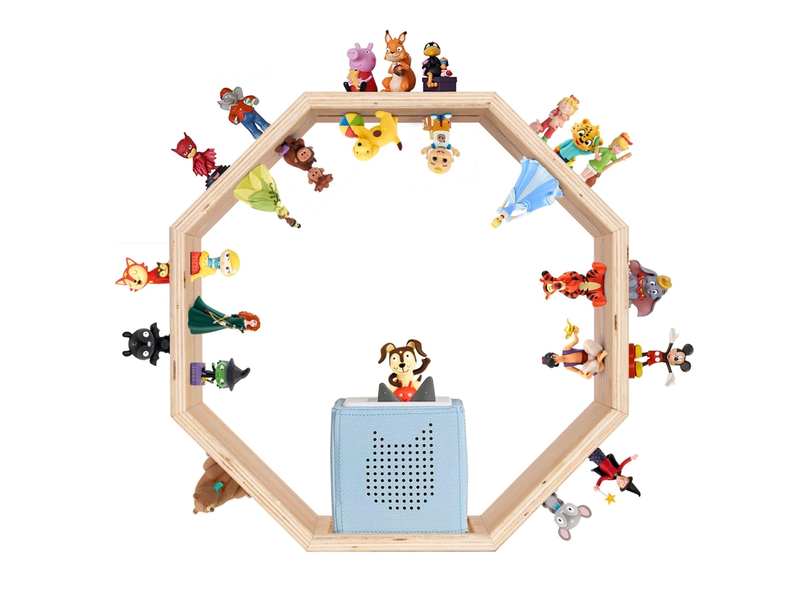 Estantería de pared magnética Todeco para Toniebox y Tonies, hasta 60-70 figuras Tonie, Tonie Regal Girl y Boy, octágono
