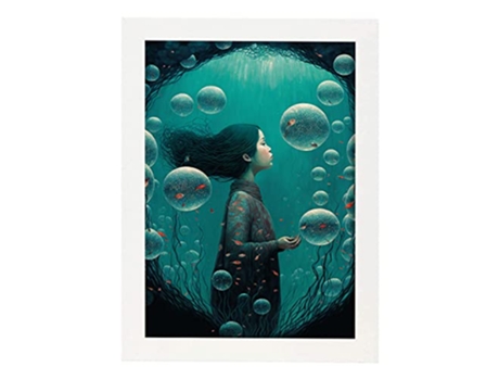 NACNIC Poster Bajo El Mar En Estilo Surrealismo Cinematográfico Ilustraciones Y Grabados De Historieta Abstracta Y Artística A4 Marcos Blancos