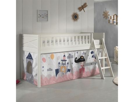 Somier Meia Altura Cobertura Fairy Vipack PETITSMEUBLES Madera de Pino Tecido Blanco (207.5x134.5x114)