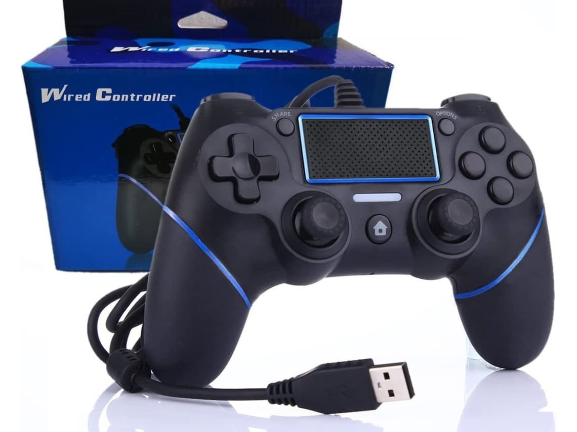 Controlador de juego con cable Ps4 para Playstation 4/Pro/Slim/Pc/Laptop Gamepad Joystick con enchufe USB con doble vibración azul YIZHOOD