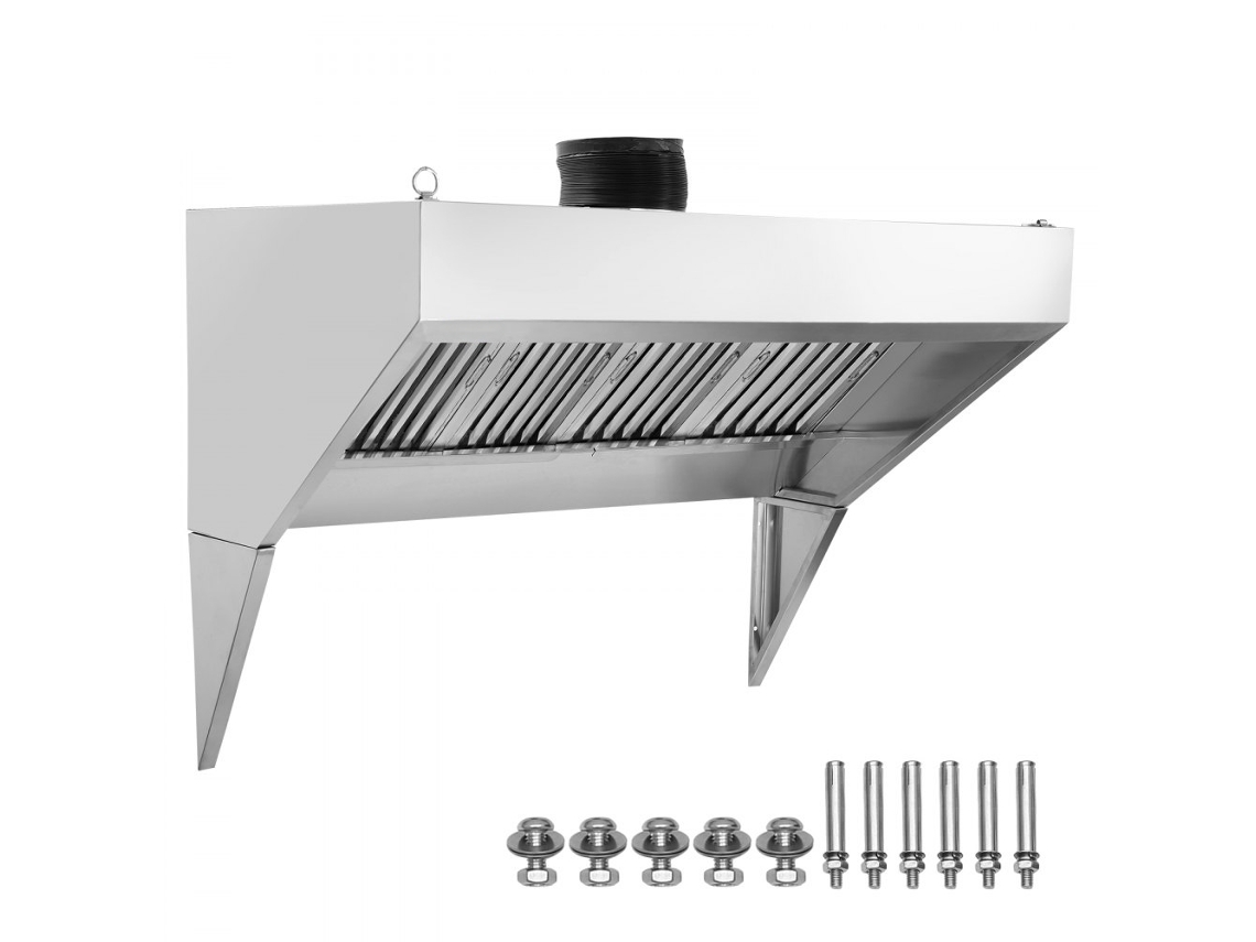 Campana industrial de acero inoxidable de 270 cm con 4 filtros en forma de U para restaurantes Tekmaquinas