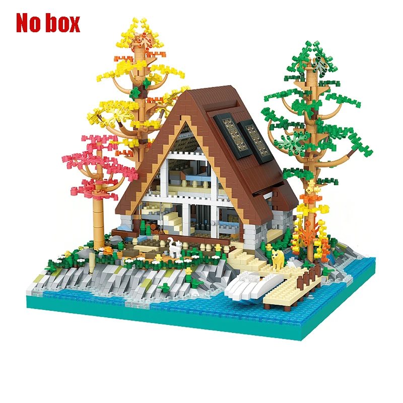 Bloques de construcción Lake Island, regalos para niños, juguetes de bloques de construcción en miniatura, decoración del hogar MDUG