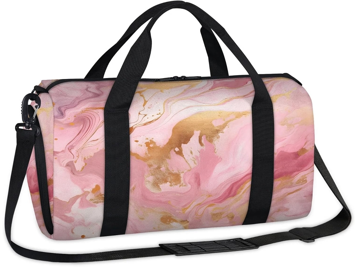 Bolso deportivo abstracto con textura de mármol, tejido de poliéster, 45 x 21,5 x 23 cm, Pa Design Du Print.