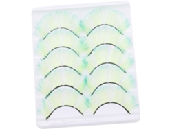 Pestañas Postizas Fluorescentes, Material Sintético, Rizadas, Fáciles De Usar, 5 Pares Para Mujer