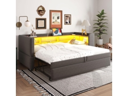 Sofá cama individual tapizado multifuncional Gutent en madera gris (180 x 190 cm)