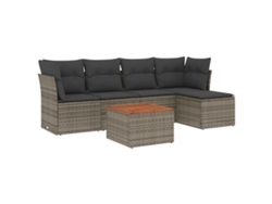 Conjunto 6 de muebles de jardín VIDAXL y cojines ratán sintético gris