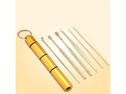 Kit Reutilizable De Acero Inoxidable De 6 Piezas Para La Eliminación De Cerumen, Para Adultos Y Niños, Con Estuche Portátil.