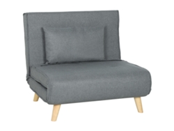 Sofá Cama Individual Con 3 Funciones, Cojín De Respaldo, Gris, 90x78x79cm
