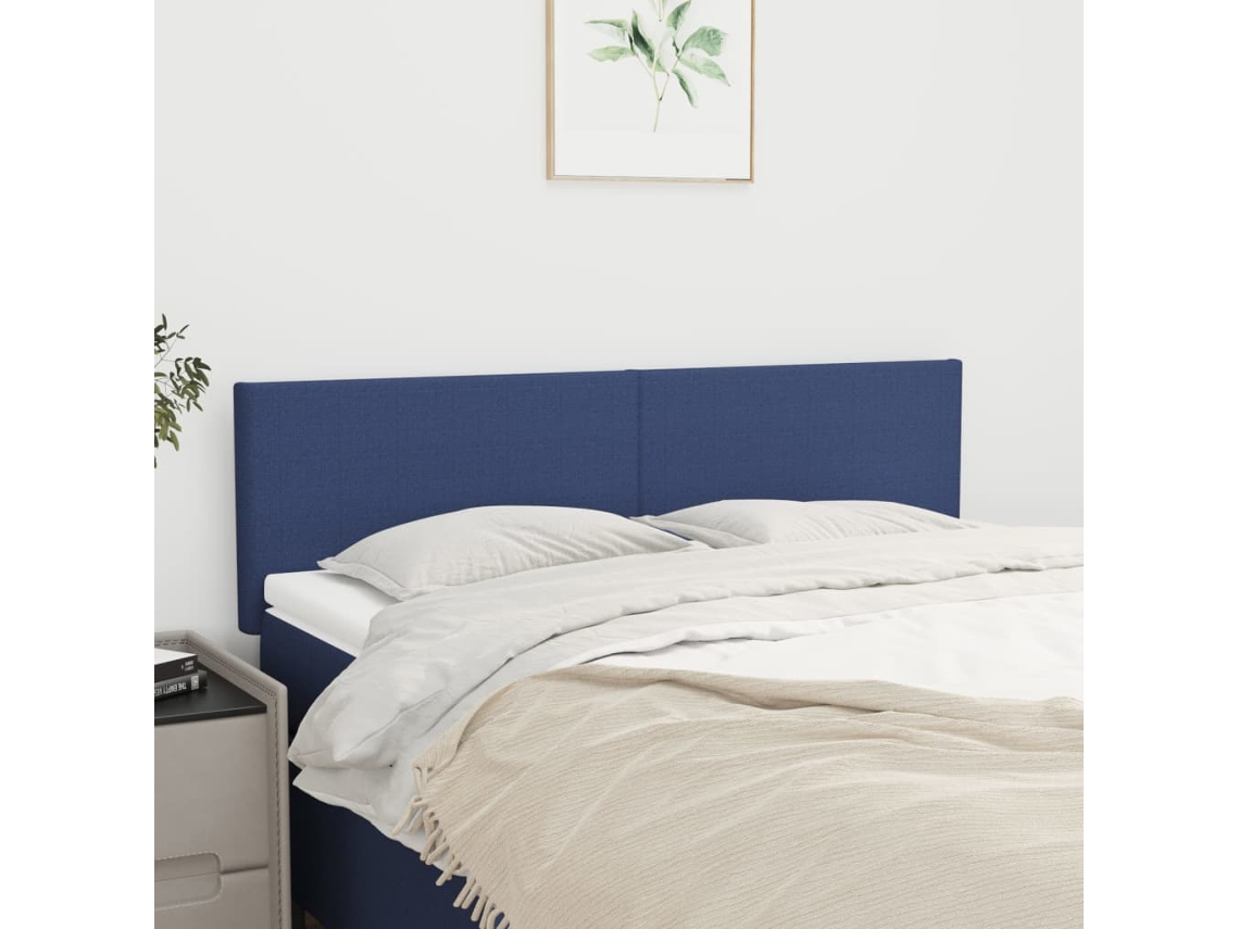 Cabeceros 2 Unidades Tela Azul 72x5x78/88 Cm