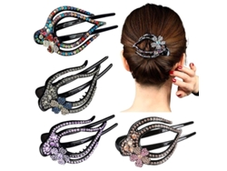 4 Pinzas Para El Cabello Con Forma De Corazón Y Diamantes De Imitación Para Mujer, Horquillas Con Diseño De Flor De Ciruelo.