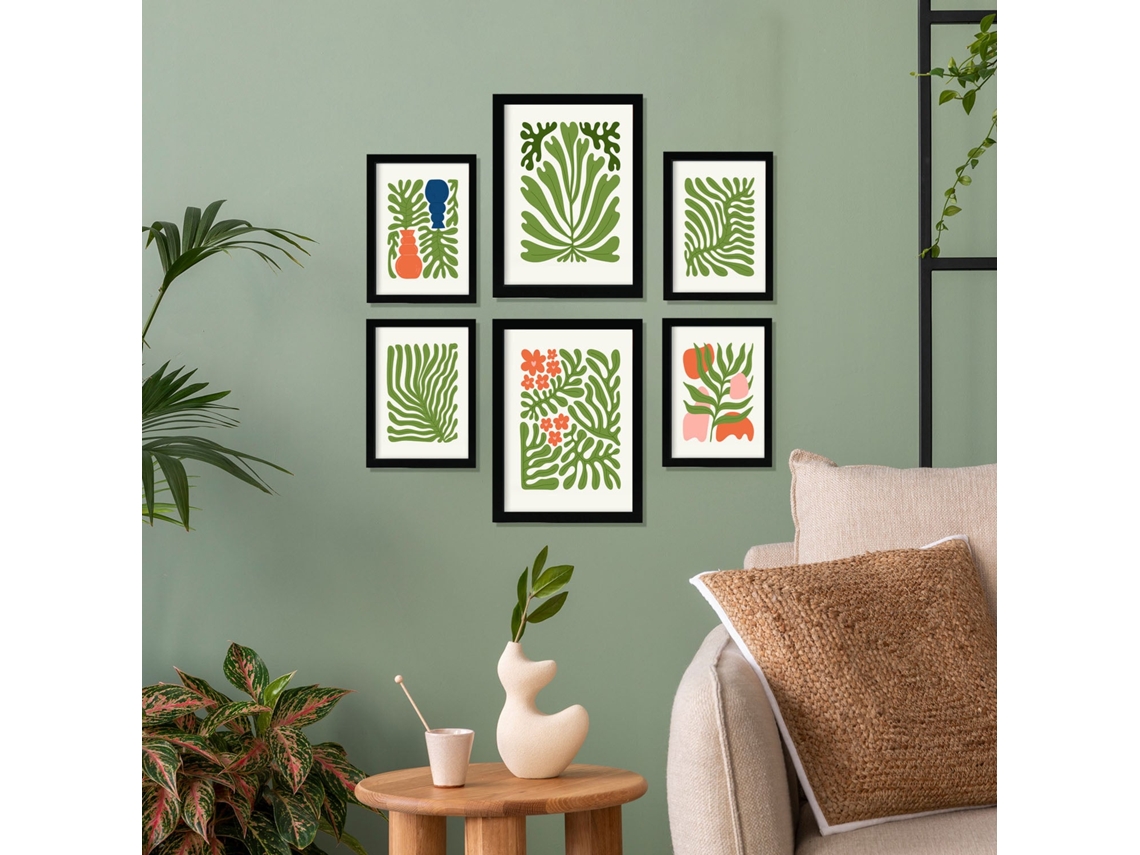 NACNIC Set De 6 Posters Minimalismo En Colores Vibrantes Perenne Láminas De Paisajes Y Naturaleza Para  Tamaños A3 & A4 Marcos Negros