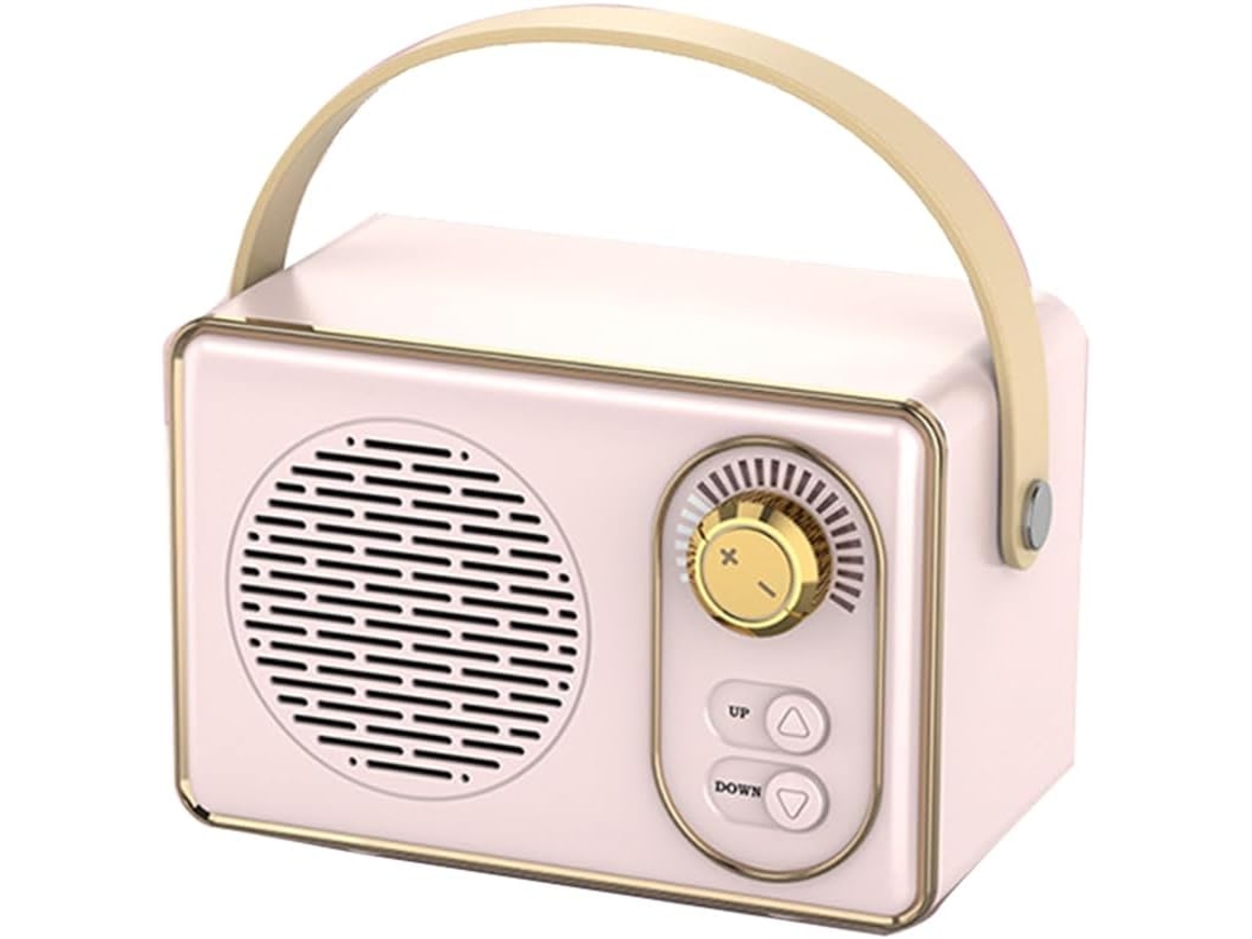 1 unidad de altavoz Bluetooth retro con sonido mini estéreo portátil para viajes, rosa, SFUSHOS