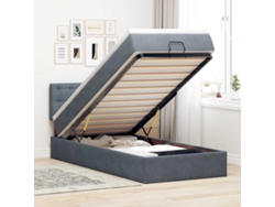 Estructura Cama Otomana Colchón Terciopelo Gris Oscuro
