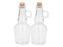 Lote de 2 botellas Alpina para aceite de oliva y vinagre con tapón de corcho hermético transparente.