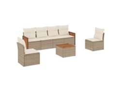 Conjunto 7 sofás de jardín VIDAXL y cojines ratán sintético beige