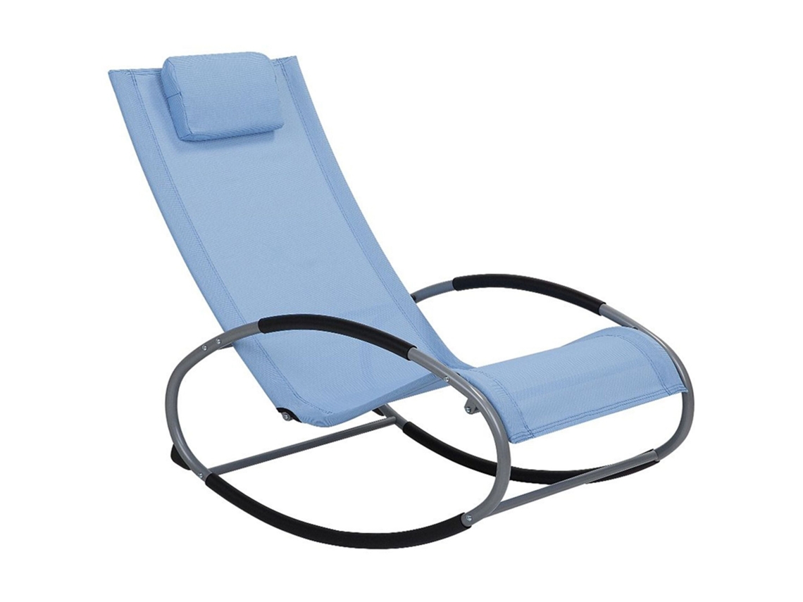 Silla de jardín mecedora BELIANI Campo de Poliéster, PVC Azul 62x107x88