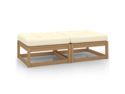 Taburetes De Jardín Con Cojines 2 Uds Madera Pino Marrón Miel