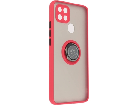 Carcasa y Soporte Oppo A15 AVIZAR Función de soporte de Anillo de Metal Rojo