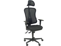 Silla de Escritorio Ejecutiva PIQUERAS Y CRESPO Agudo Negro con ruedas de parqué (Brazos ajustables - Malla y Tejido)