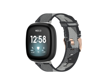 Correa de reloj inteligente para Fitbit Versa 4 / Sense 2 Correa de reloj universal de lona de nailon (rayas grises)