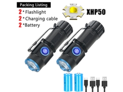 Mini linterna P50 superbrillante con clip de bolsillo e imán trasero, batería 16340, recargable por USB para emergencias. Aeuzwr