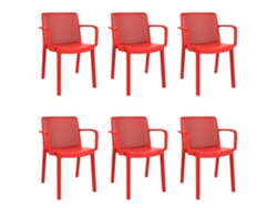 GARBAR FRESH Set 6 Silla Con Brazos Interior Exterior Rojo