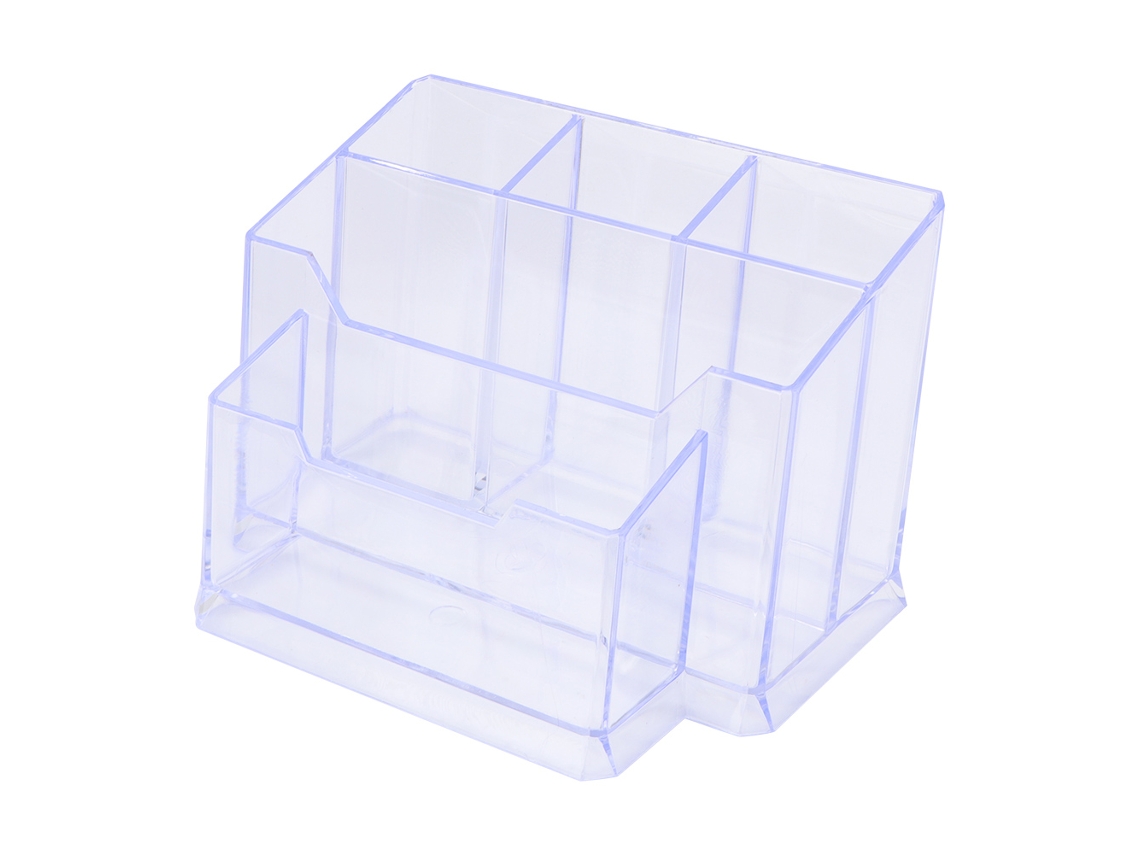 Portavasos Multifunción Transparente Con Cajita De Tarjetas Color Blanco Transparente Para Oficina