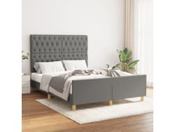 Estructura De Cama Sin Colchón Tela Gris Oscuro 140x200 Cm