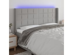 Cabecero Con Led De Tela Gris Claro 203x16x118/128 Cm