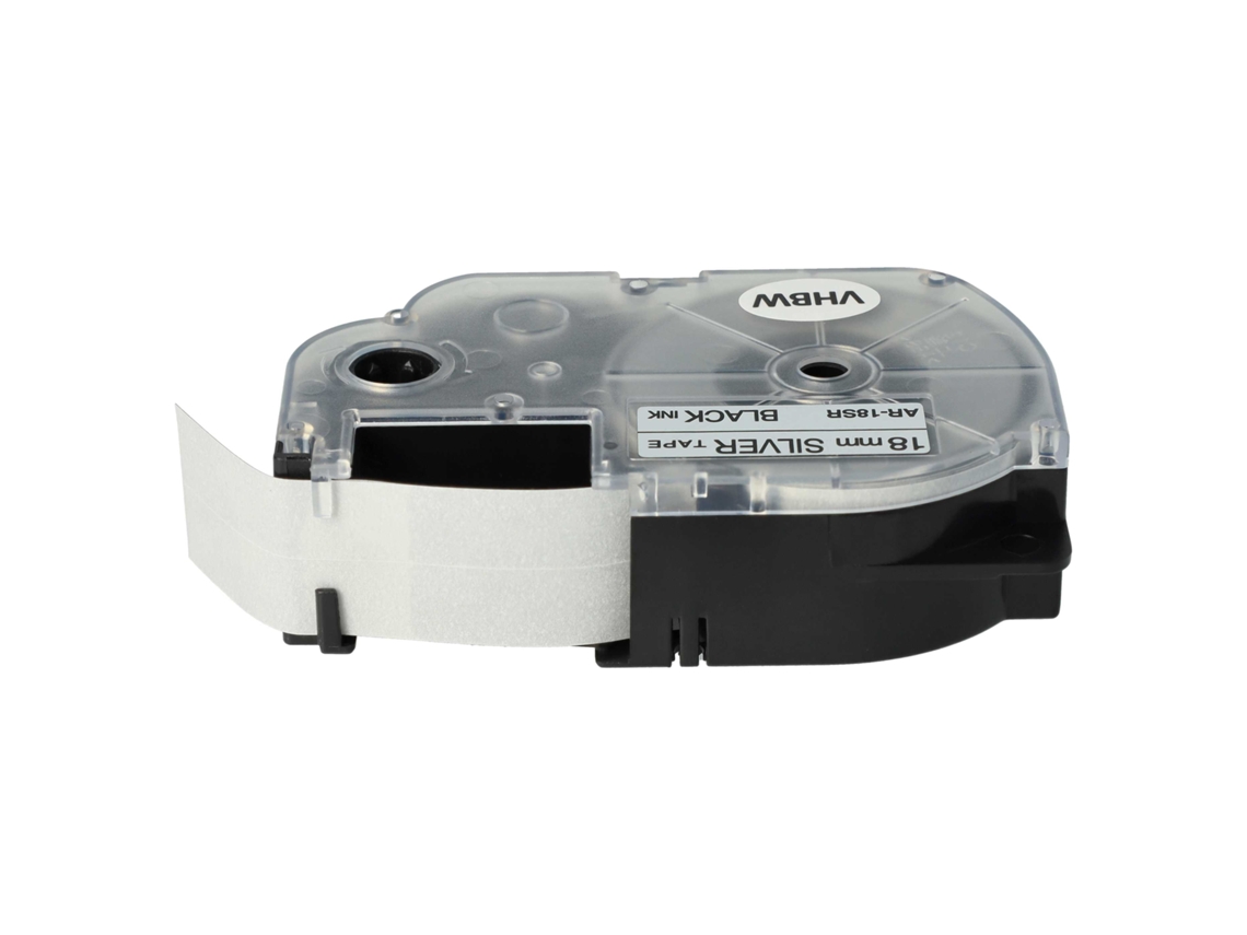 Cinta Casio XR-18SR de 18 mm (negro sobre plata)