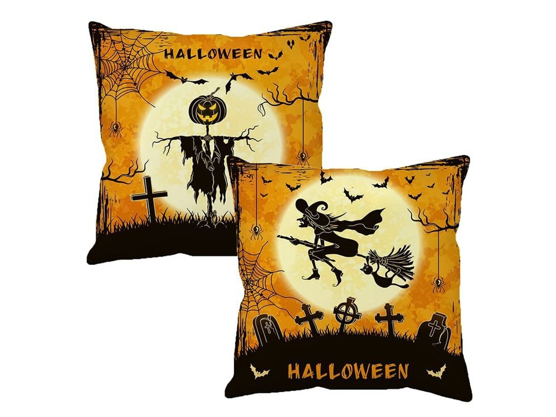 2026-fundas De Almohadas De Halloween 45x45cm Amarillo Decorativas Para Sofá Cama Hogar Coche