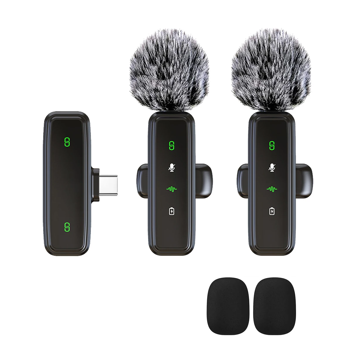 Micrófono inalámbrico con clip, con reducción de ruido, para radiodifusión y grabación, dos unidades montadas, color blanco.
