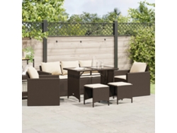 Conjunto de sofá de jardín de 6 piezas con cojines de mimbre marrón de DKD Home Decor