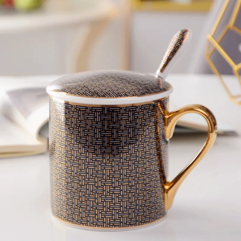 (estilo D 300ml) Taza De Café De Cerámica De Estilo Británico Creativo, Taza De Lujo Para Parejas