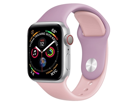 Correa de reloj de silicona de dos colores para Apple Watch Series 3, 2 y 1 de 38 mm (púrpura + rosa claro)