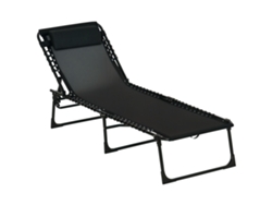 Tumbona Acero, Tejido Transpirable, Reclinable, 189x58x30cm, Negra