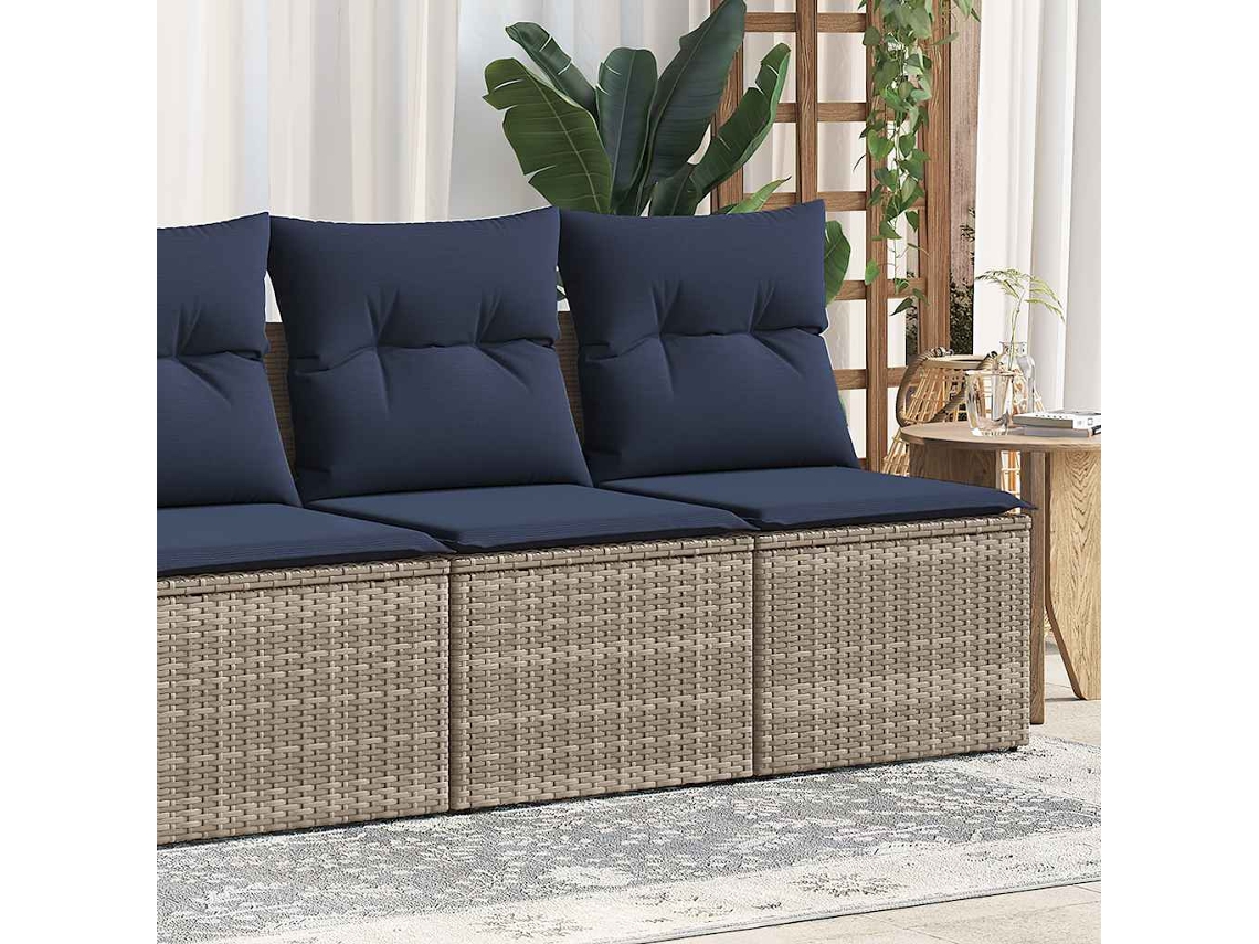 Set Sofás Jardín | Sofá De Exterior Y Cojines 2 Pzas Ratán Sintético Acacia Gris Wsd675073