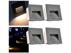 Juego De 4 Luces Led Empotrables De 3w Ip65, Luz Blanca Cálida, Aluminio, 230v, Color Gris.